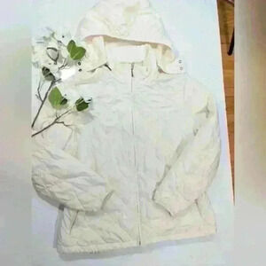 Eddie Bauer Cream Very Lightweight Quilted Puffer